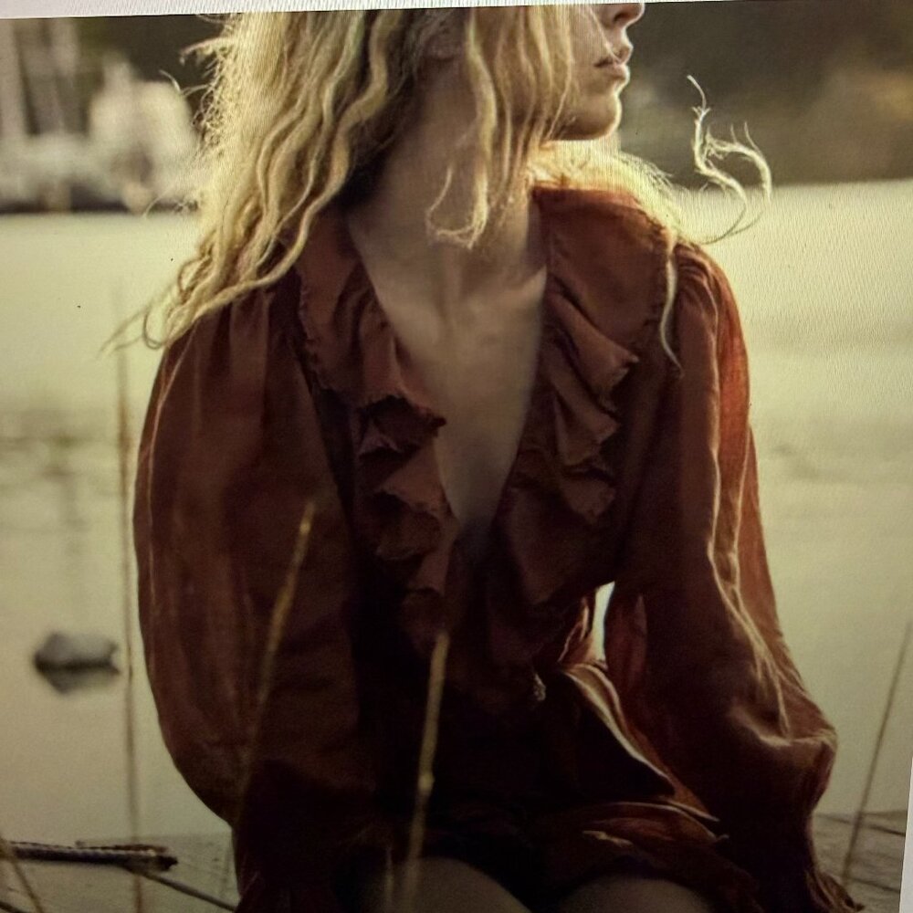 DOEN Sz L Nadia Dress in Burled Redwood